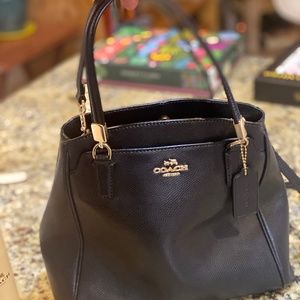 Coach Signature Logo Leather Navy Blue  Purse
